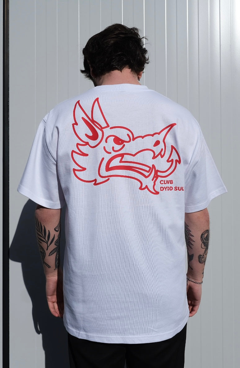 Welsh Dragon White Heavy Tee