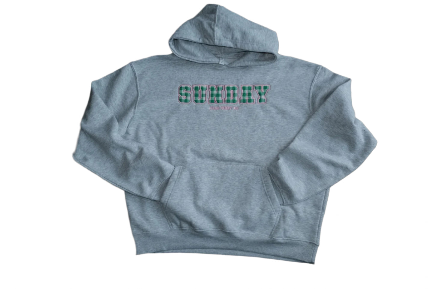 Gingham Appliqué Embroidery Boxy Hoodie