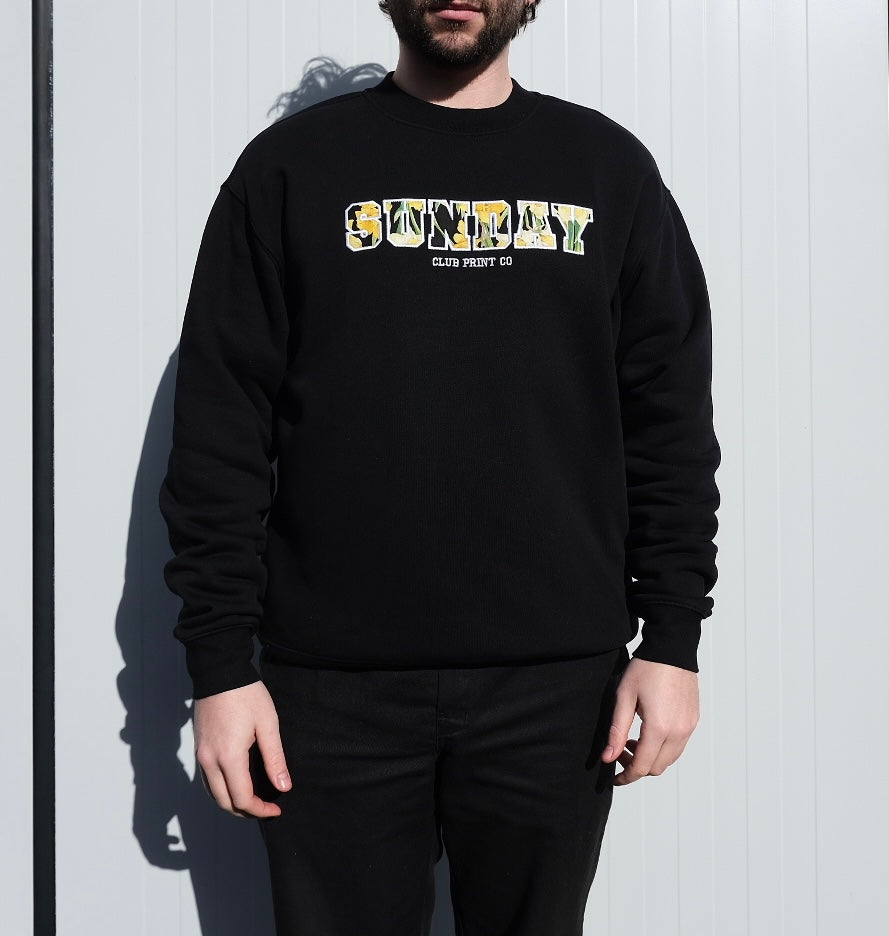 Daffodil Appliqué Crew Sweatshirt in Black