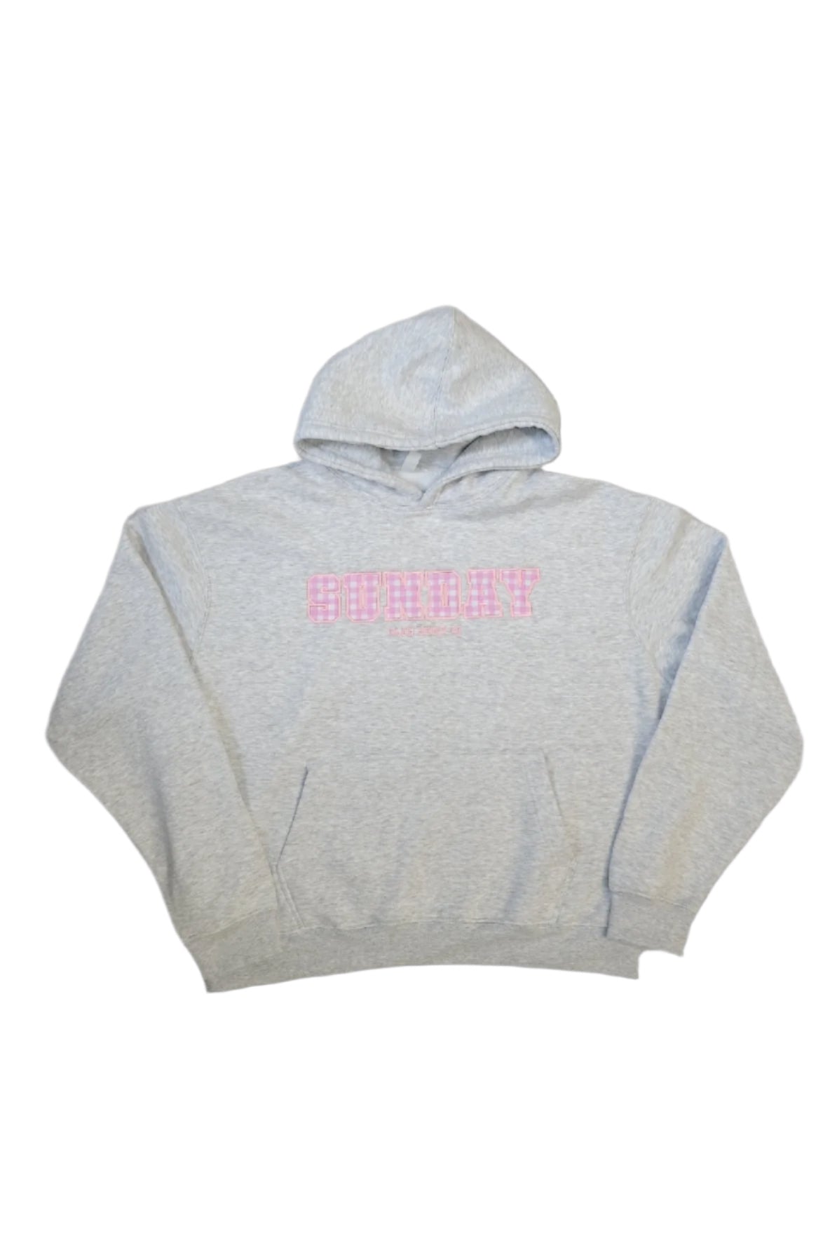 Gingham Appliqué Embroidery Boxy Hoodie