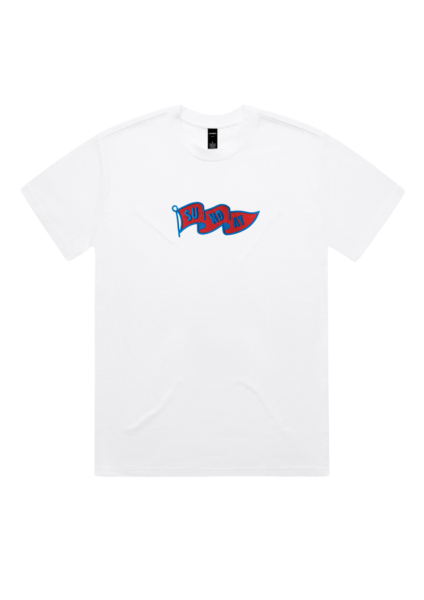 Sunday Club Flag Embroidery Heavy T-shirt in White.