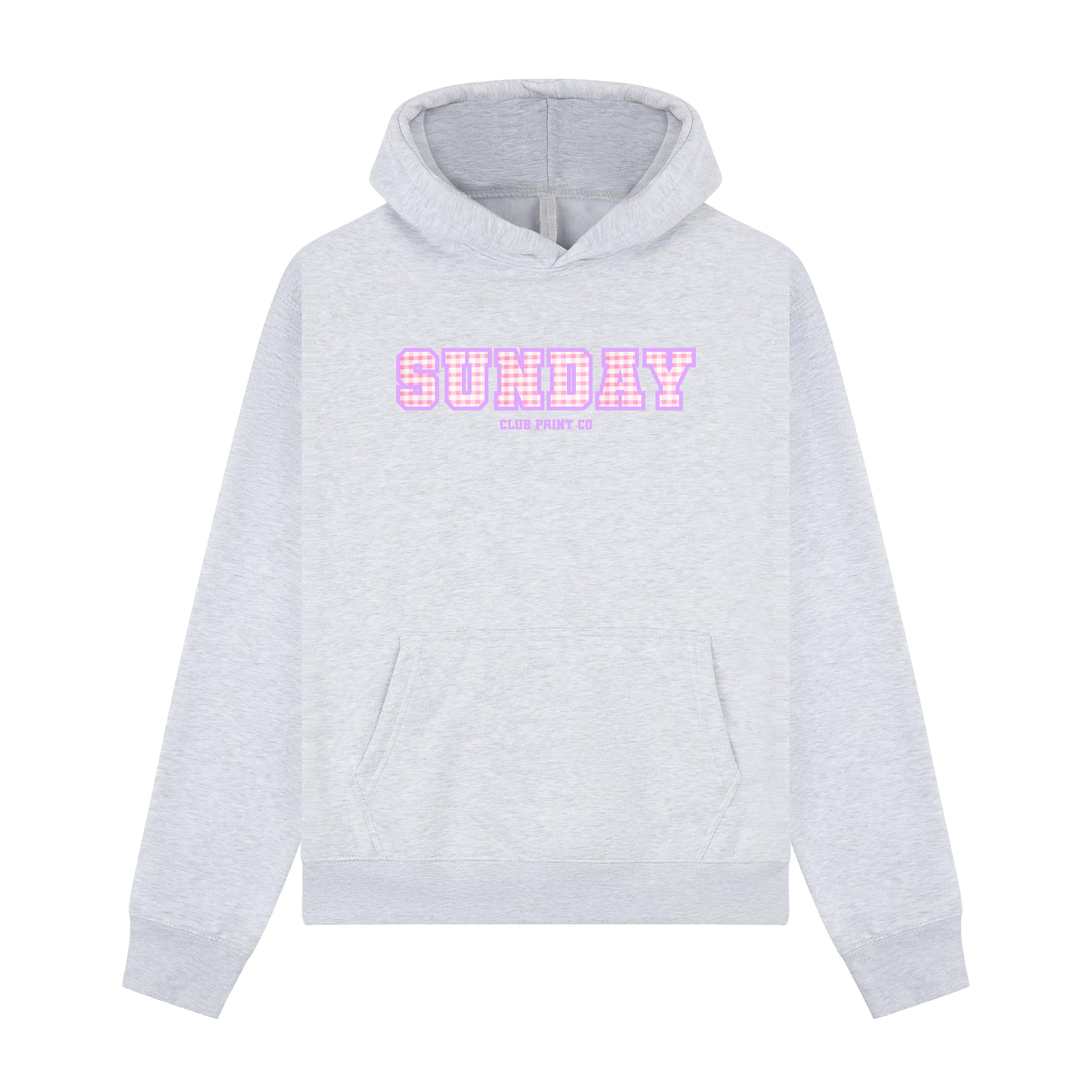 Gingham Appliqué Embroidery Boxy Hoodie