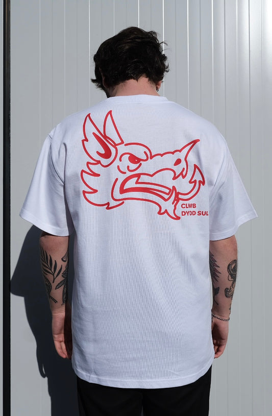 Welsh Dragon White Heavy Tee