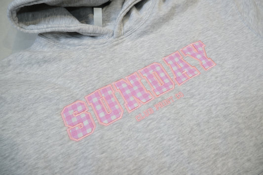 Gingham Appliqué Embroidery Boxy Hoodie