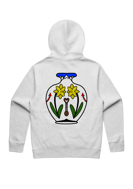 Welsh Vase Relax Hoodie in White Heather
