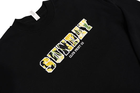 Daffodil Appliqué Crew Sweatshirt in Black