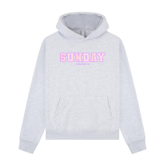 Gingham Appliqué Embroidery Boxy Hoodie