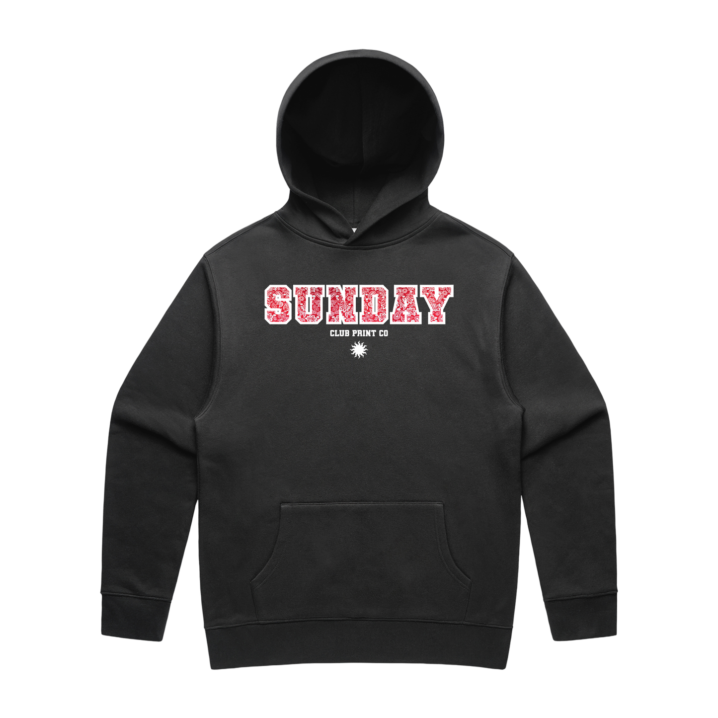 Sunday Club Embroidered Varsity Hoodie in Faded Black.
