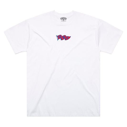 Sunday Club Flag Embroidery Heavy T-shirt in White.