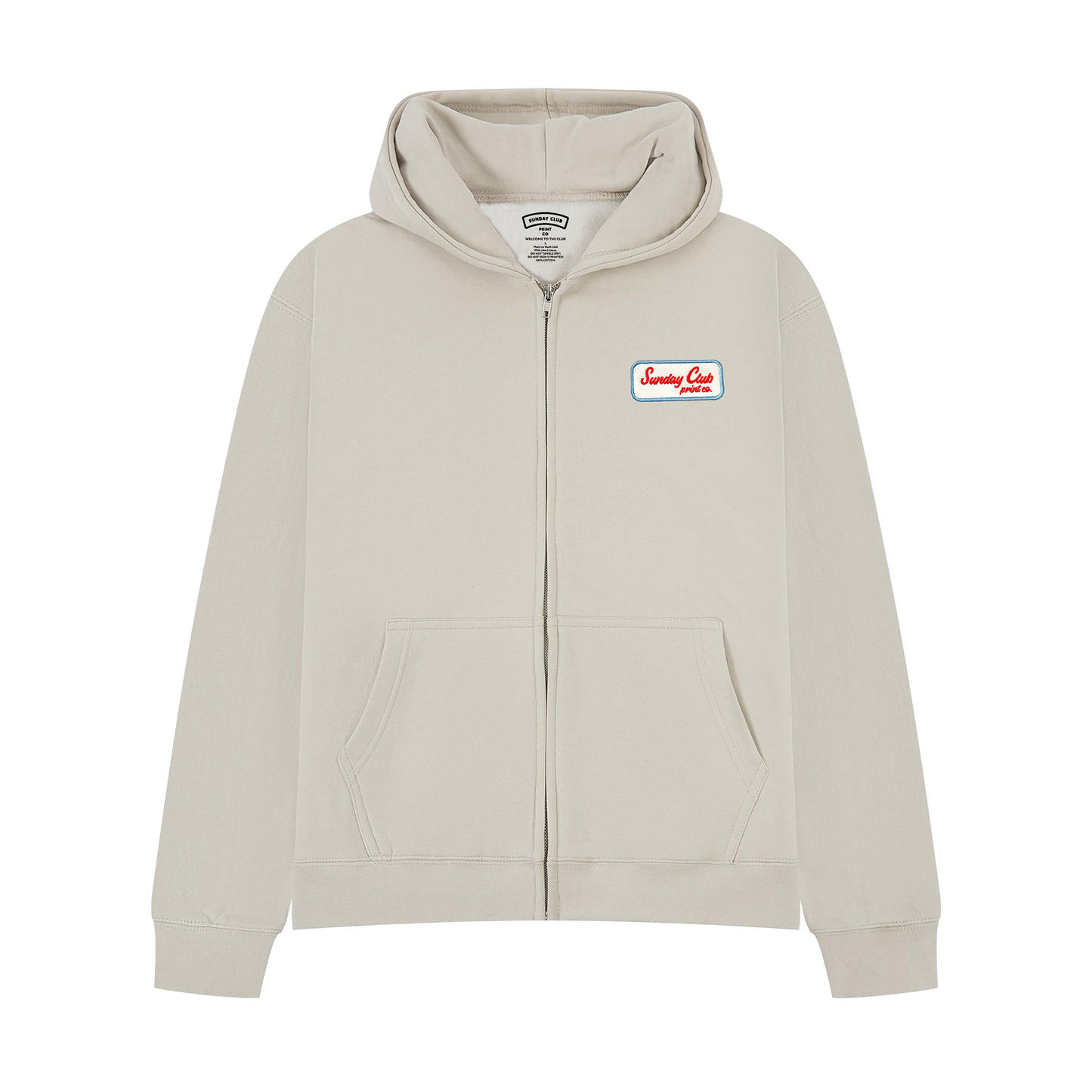 Embroidered Patch Zip Up Heavy Hood / Stone